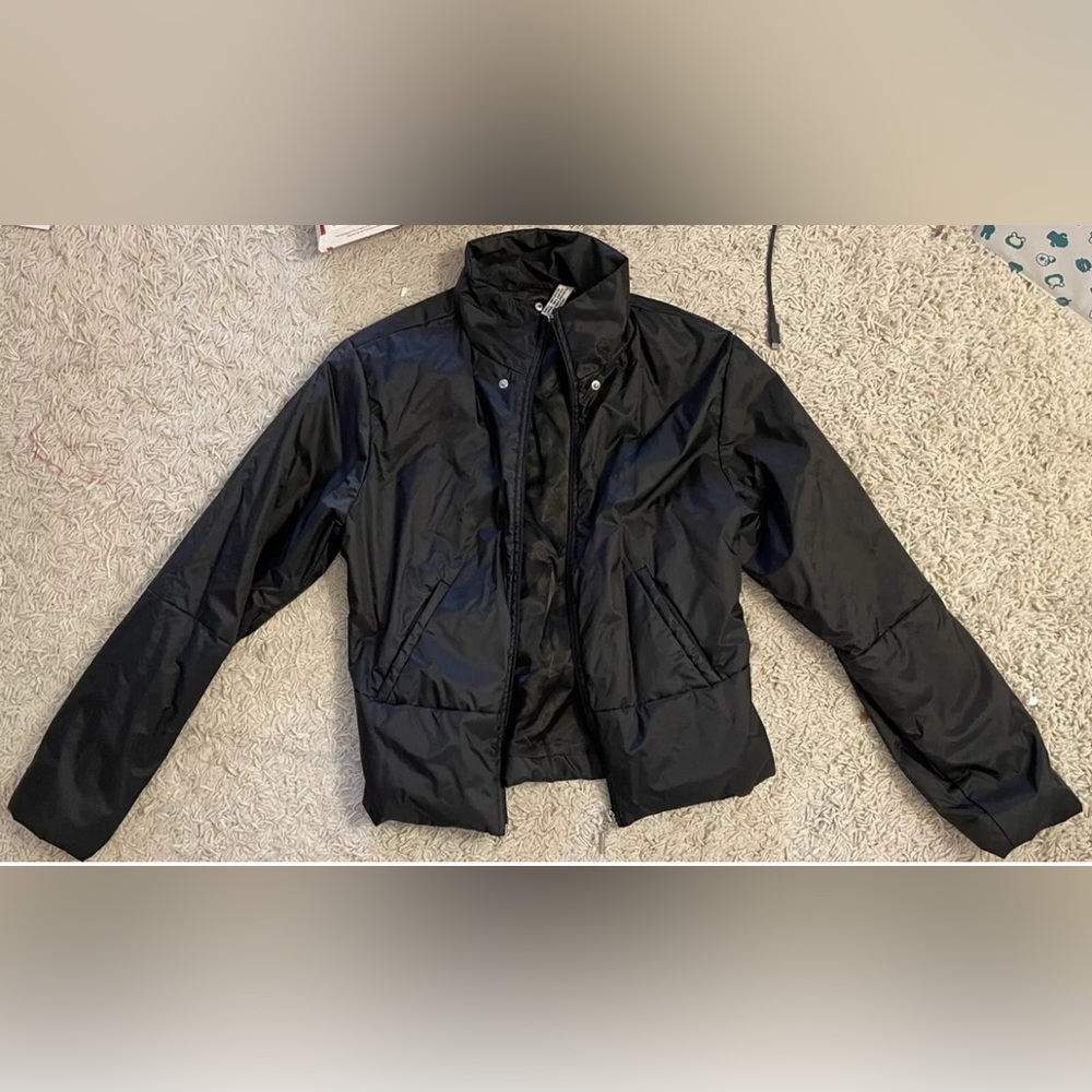 RED LINE black long sleeve nylon zip front jacket small s 4